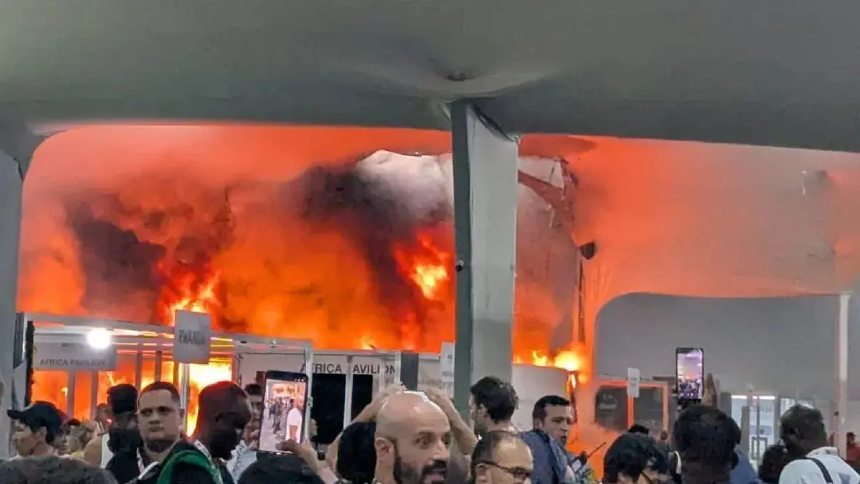 Fogo! Incêndio na Blue Zone atinge pavilhão e interrompe COP 30